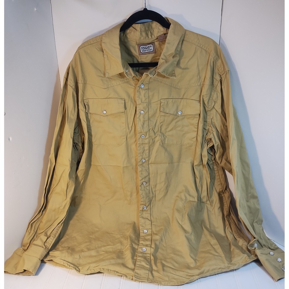 CE Schmidt Workwear Mens 2XLT Tan Western Pearl Snap Long Sleeve Cotton Shirt